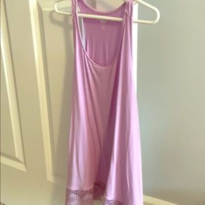 A flowy lavender tank top
